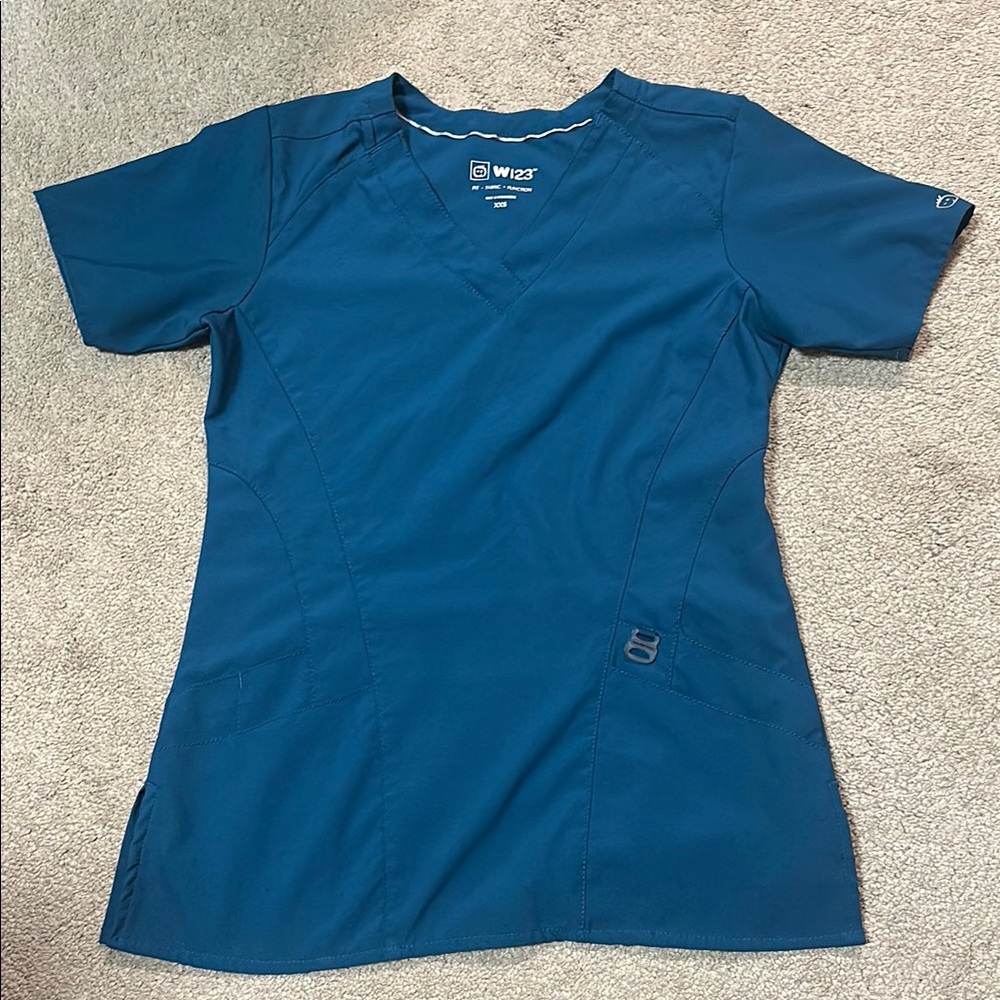 Women's Blue V-Neck Scrub Top XXS
